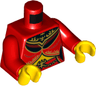 Torso Female Dress with Black Panels, Gold Flame Trim, Belt, and Yellow Midriff Pattern / Red Arms / Yellow Hands