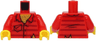 Torso Worn Shirt with Dark Red Stripes and Pocket, Hairy Chest Pattern / Red Arms / Yellow Hands