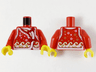 Torso Qipao with White Hems, Bright Pink Flowers and Gold Waves Pattern / Red Arms / Yellow Hands