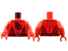 Torso Dark Red 'DD', Muscle Contours and Belt Pattern / Red Arms / Red Hands
