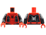 Torso Spider-Man Black Spider, Webbing and Vest, Silver Trim Lines Pattern / Black Arms / Red Hands