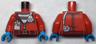 Torso Town Prisoner, Jacket with Open Zipper and I.D. over Prison Stripes Pattern / Red Arms / Dark Azure Hands