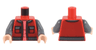 Torso Jacket Open with Pockets and Dark Bluish Gray Collar, Trim, and Waistband over Coral Shirt Pattern / Dark Bluish Gray Arms / Light Nougat Hands