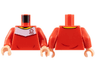 Torso Soccer Uniform, Yellow Collar, White Shoulder Panel, Dark Red Dice Logo Pattern / Red Arms / Light Nougat Hands
