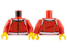 Torso Coat, White Fur Lining, Gold Lacing, Circle Design, Snowflakes and Dots Pattern / Red Arms / Yellow Hands