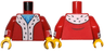 Torso Coat with White Trim with Black Spots, Medium Azure and Blue Shirt Pattern / Red Arms with White Cuffs and Black Spots Pattern / Bright Light Orange Hands