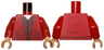 Torso Hoodie with Pockets, Dark Red Zipper and Trim over White Shirt Pattern / Red Arms with White Stripes and Dark Red Cuffs Pattern / Nougat Hands