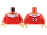 Torso Soccer Uniform, Yellow Collar, White Shoulder Panel, Dark Red Dice Logo, 'KERR 20' on Back Pattern / Red Arms / Medium Tan Hands