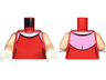 Torso Female Dress Top with White Collar over Bright Pink Shoulders, Neck and Back Pattern / Light Nougat Arms / White Hands