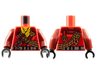 Torso Tunic with Dark Red Shoulders, Yellow Scarf, Gold Dragon Head and Ropes and Silver Carabiner Pattern / Dark Red Arms / Black Hands