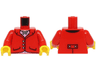 Torso Riding Jacket with Pockets and Silver Buttons, Pendant Necklace, Bright Pink Shirt Pattern (BAM) / Red Arms / Yellow Hands