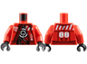 Torso Jacket Open with White '00' and Danger Stripes over Power Button Logo and Silver Circuitry on Black Background Pattern / Red Arms / Black Hands