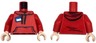Torso Hoodie with Drawstrings, Kangaroo Pocket and Blue and White Name Tag Pattern / Red Arms / Light Nougat Hands