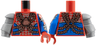 Torso Silver Webbing, Copper Chains, Blue Side Panels Pattern / Blue Arm Left with Red Sleeve, Silver Webbing, Light Bluish Gray Wrappings, Dark Bluish Gray Cuff Pattern and Red Hand / Flat Silver Mech Arm Right