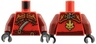 Torso Tunic with Dark Bluish Gray Hem, Dark Red Shoulder Armor and Belts, Gold Buckles and Trim Pattern / Dark Red Arms / Black Hands