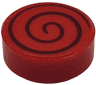 Tile, Round 1 x 1 with Black Spiral Thin Pattern