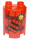 Duplo, Brick Round 2 x 2 x 2 with Dynamite and Barrel Pattern