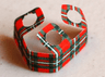 Minifigure Skirt Cloth Length 8mm with Green and White Tartan Kilt Pattern