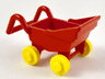 Fabuland Stroller Chassis with Yellow Wheel Pair Small with Center Stud fixed on Red Axle (fabad3 / fabwheel4)