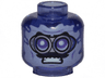 Minifigure, Head Silver Goggles, Black Moustache, Angry Pattern