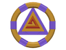 Ring with Center Triangle with Gold Bands and Triangle Pattern (Atlantis Treasure Key)