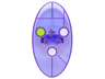 Minifigure, Shield Elliptical with Dimensions Keystone Symbol with 3 White and Lime Circles Pattern
