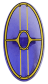 Minifigure, Shield Elliptical with SW Gungan Patrol Shield without Dark Pink Glow in Center Pattern
