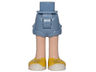 Mini Doll Hips and Shorts Folded Hem with Light Nougat Legs and Yellow Shoes with White Soles and Sand Blue Laces Pattern - Thick Hinge