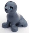 Seal, Mini Doll Style, Sitting with Black Nose and Eyelashes, Medium Azure Eyes Pattern