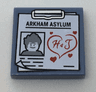 Tile 2 x 2 with Clipboard with 'ARKHAM ASYLUM', Joker Image and Red 'H & J' in Heart Pattern