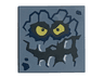 Tile 2 x 2 with Rock Creature Face with Jagged Grin, Dark Blue Spots and Yellow Eyes Pattern (Brickster)