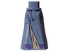 Mini Doll Hips and Skirt Full Length with Tan Inset, Dark Purple Filigree Scrolls and Dark Blue Lines Pattern - Thin Hinge