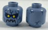 Minifigure, Head Alien with Yellow Eyes, Black Eyebrows and Jagged Rock Mouth, Dark Blue Eye Shadow and Stone Cracks Pattern