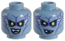 Minifigure, Head Dual Sided Alien Female with Yellow Eyes, Lightning, Purple Lips and Shading, Fangs, Smile / Wink, Lopsided Smirk Pattern
