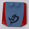 Wedge 4 x 4 x 2/3 Triple Curved with Red Sides and Crudely Painted 'WS' Graffiti Pattern