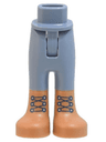 Mini Doll Hips and Trousers with Back Pockets with Molded Medium Nougat Lower Legs / Boots and Printed Black Laces Pattern - Thin Hinge