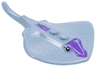 Ray / Stingray with 2 Studs with Black Eyes, Dark Purple Markings, and Metallic Light Blue Spots Pattern
