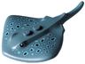 Ray / Stingray with 2 Studs with Black Eyes and Bright Light Blue with Black Spots Pattern