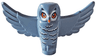 Owl, Spread Wings with Orange Beak and Eyes, Black and White Rippled Chest Feathers Pattern