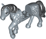 Horse, Friends Style with 2 x 2 Cutout and Movable Neck with Fixed Flexible Rubber Black Tail and Mane with White Spots Pattern (Rhapsody)