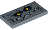Tile 2 x 4 with Rock Creature Face with Jagged Mouth with White Highlights and Yellow Eyes Pattern (Brickster)
