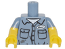 Torso Shirt with Dirt Stains, Pockets, Buttons and Name Tag Pattern / Yellow Arms with Molded Sand Blue Short Sleeves Pattern / Yellow Hands