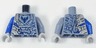 Torso Nexo Knights Armor Semi-Stone with Dark Blue Falcon in Shield Pattern / Sand Blue Arm Left / Blue Arm Right / Light Bluish Gray Hands
