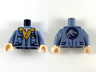 Torso Jacket with Silver Zippers, Nougat Shirt with Yellow Flowers and Jurassic World Logo on Back Pattern / Sand Blue Arms / Light Nougat Hands