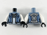 Torso Female Denim Jacket and Silver Zipper and Chain with Rabbit Pendant, 'HARES OF HAVOC' on Back Pattern / White Arms / Black Hands
