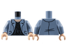 Torso Jacket with Bright Light Blue Spots on Lapels, Light Nougat Neck, Black Blouse Pattern / Sand Blue Arms / Light Nougat Hands