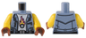 Torso Vest with Belt and Silver Zippers over White Shirt with Tire with Flames Pattern / Yellow Arms / Reddish Brown Hands