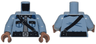 Torso Shirt with Pockets, Black Collar, Dark Blue Shoulders, and Silver Buttons, Belt and Strap with Buckles, Dark Bluish Gray Tie Pattern / Sand Blue Arms / Medium Brown Hands