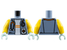 Torso Jacket Open with Silver and Orange Stethoscope over White Shirt with Stripes Pattern / Yellow Arms / Light Aqua Hands