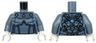 Torso Armor with Medium Azure Circles on Metallic Light Blue Chest Panel, Dark Blue Lines Pattern / Sand Blue Arms / White Hands